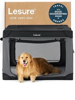 Black Lesure XL 42” Portable Foldable Soft Pet Crate Dog🐕Kennel Travel🧭Comfy